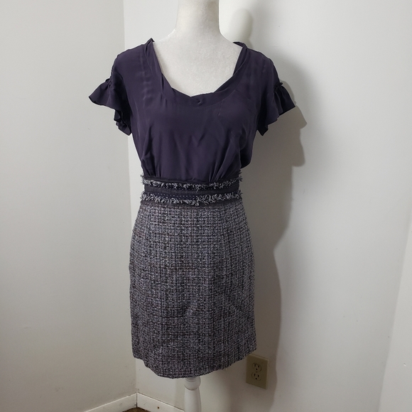 Rebecca Taylor silk metallic tweed dress 6 euc - Picture 1 of 12
